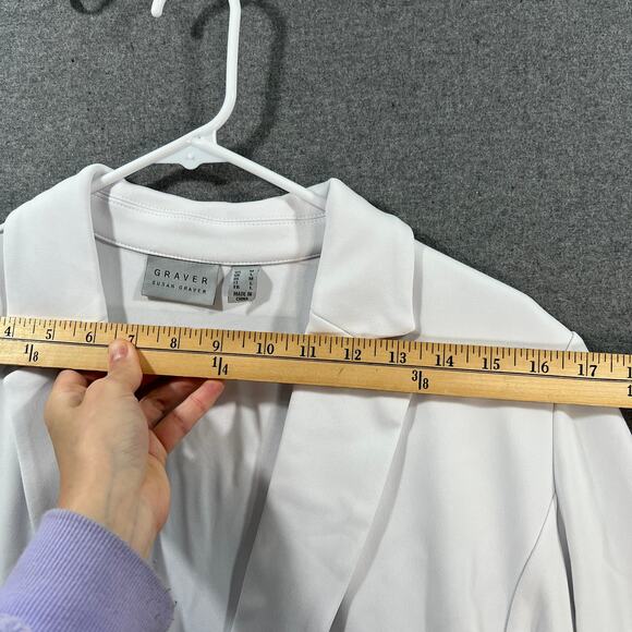 GRAVER Susan Graver LK Fusion 3/4 Sly Cutaway Hem Blazer White Size Medium - Picture 7 of 11